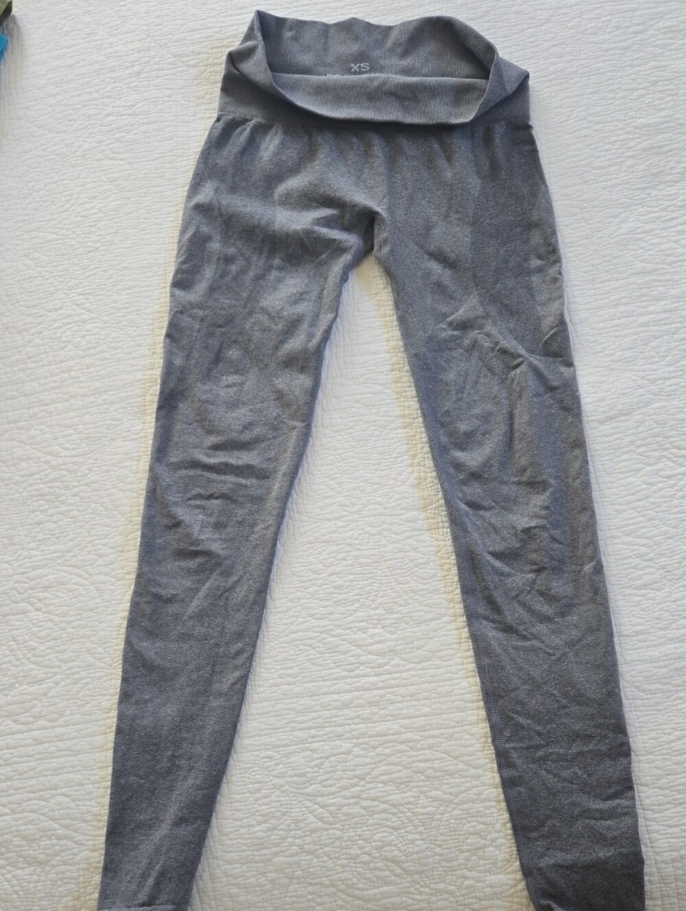 Women's Fold-Over Waist Leggings in Heather Gray